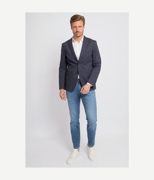 Suitable blazer linnen streep donkerblauw | Slim-fit