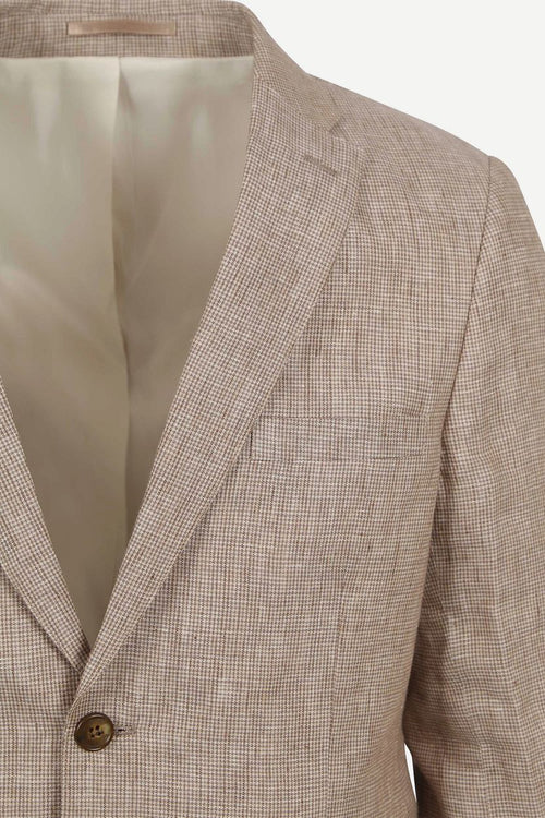 Suitable blazer pepita linnen beige | Slim-fit