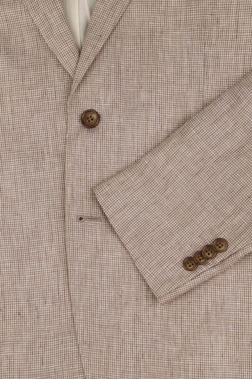 Suitable blazer pepita linnen beige | Slim-fit