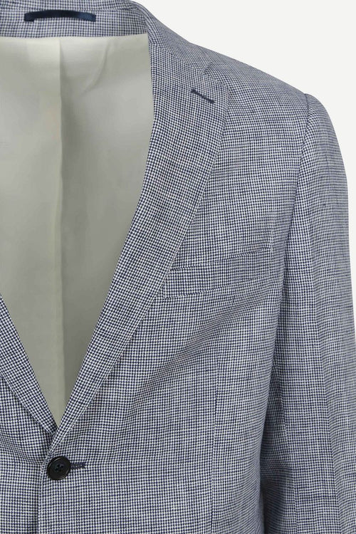 Suitable blazer pepita linnen blauw | Slim-fit