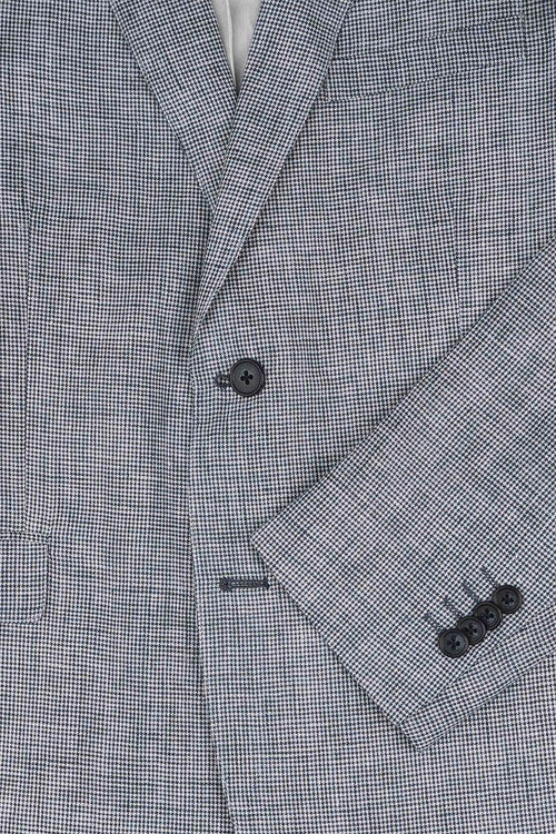 Suitable blazer pepita linnen blauw | Slim-fit