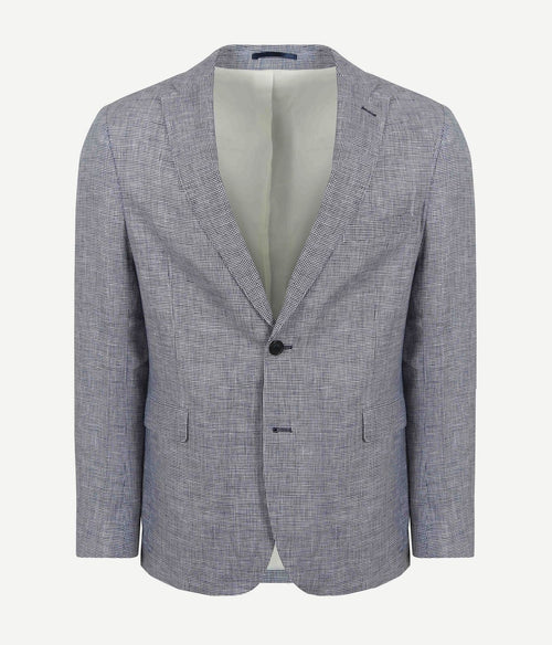 Suitable blazer pepita linnen blauw | Slim-fit