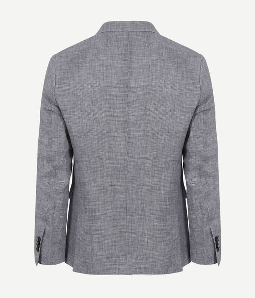 Suitable blazer pepita linnen blauw | Slim-fit