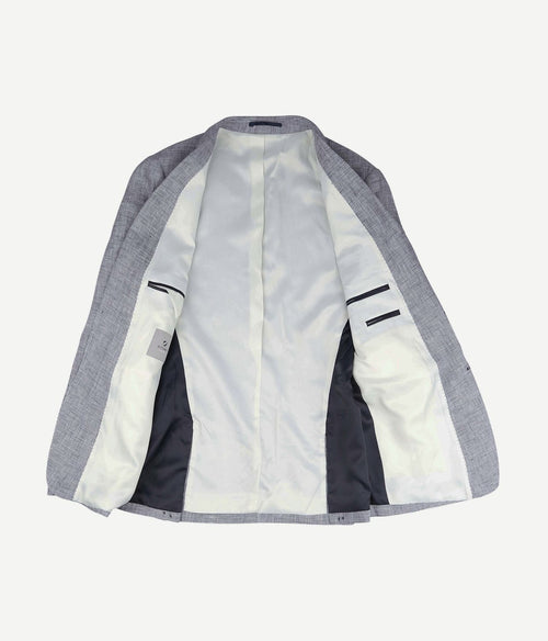 Suitable blazer pepita linnen blauw | Slim-fit