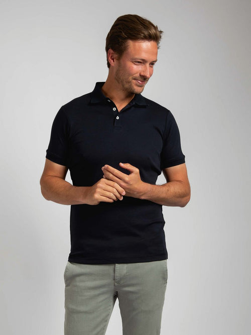 Suitable boris poloshirt donkerblauw | Slim-fit