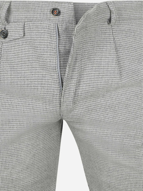 Suitable chino Pico pleat flanel print grijs