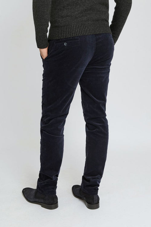Chino Plato corduroy donkerblauw