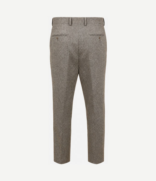 Broek straight pleat herringbone beige