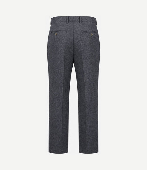 Broek straight pleat herringbone donkerblauw