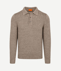 Button longue melange poloshirt beige