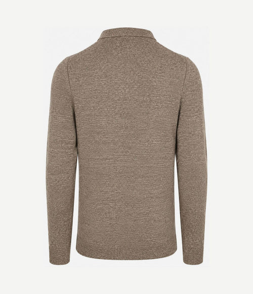 Button longue melange poloshirt beige