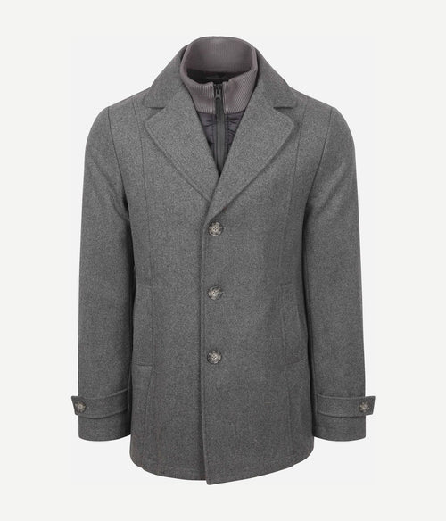 Steppin' Out caban coat wol grijs | Slim-fit