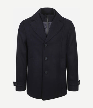 Caban coat wol donkerblauw