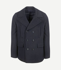 Caban coat wol donkerblauw