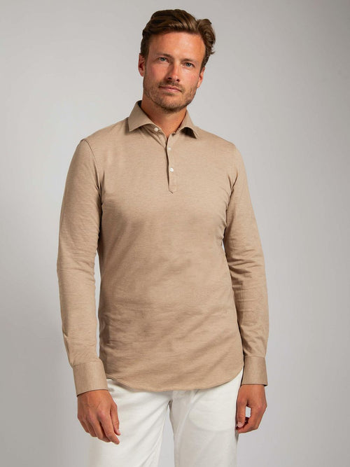 Suitable camicia poloshirt beige | Slim-fit
