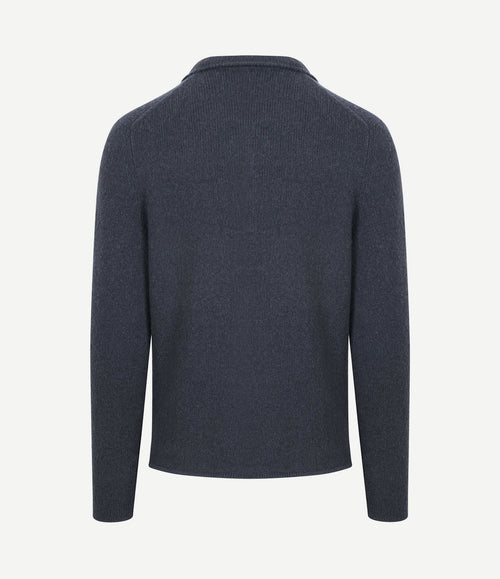 Cardigan boiled wool blauw