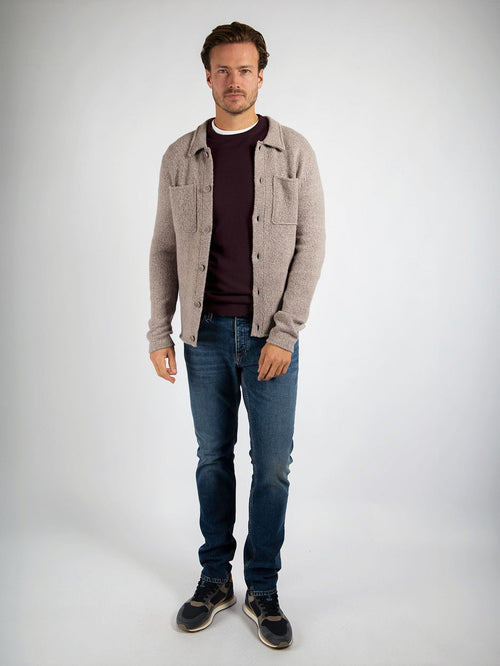 Cardigan boiled wool taupe