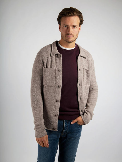 Cardigan boiled wool taupe