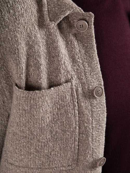 Cardigan boiled wool taupe