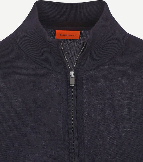 Suitable cardigan merino donkerblauw | Slim-fit