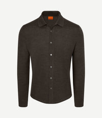 Cardigan shirt merino bruin