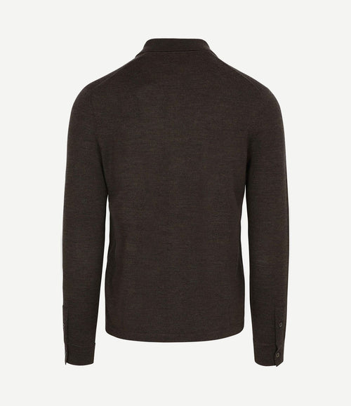 Cardigan shirt merino bruin