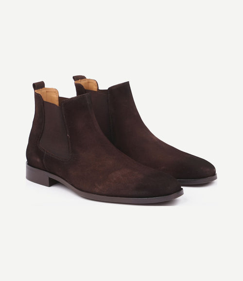 Chelsea boot suede donkerbruin