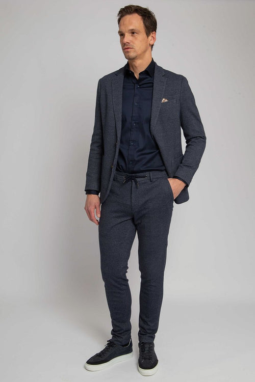 Suitable chino das ruiten donkerblauw | Slim-fit