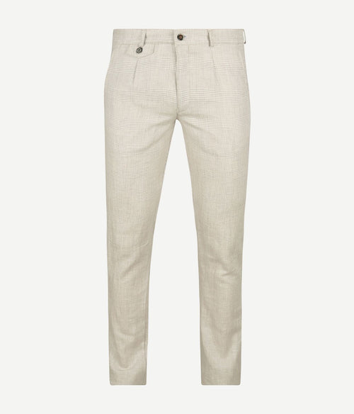 Chino linen blend ruiten beige