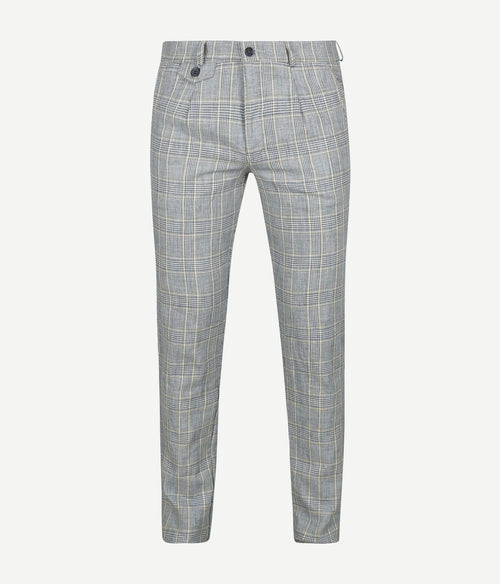Suitable chino linen blend ruiten blauw