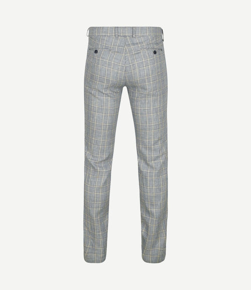 Chino linen blend ruiten blauw