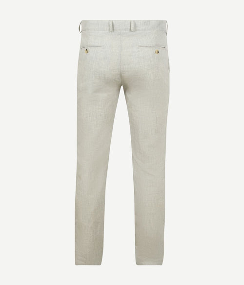 Chino Pico pleat cotton linen glencheck lichtgrijs