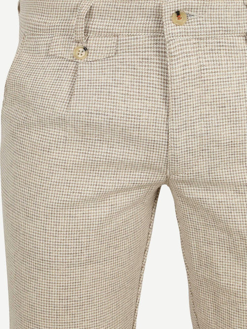 Chino Pico pleat cotton linen pepita beige