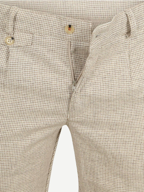 Chino Pico pleat cotton linen pepita beige