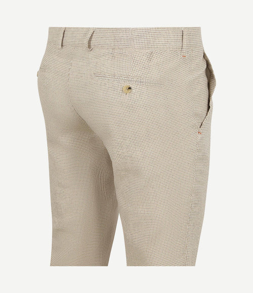 Chino Pico pleat cotton linen pepita beige