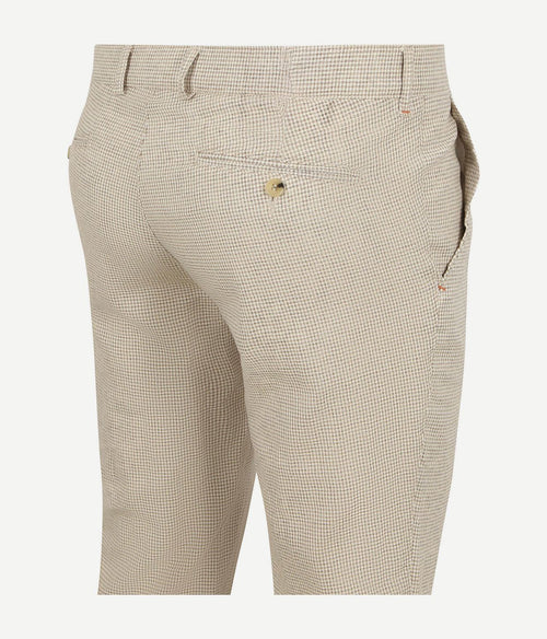 Chino Pico pleat cotton linen pepita beige