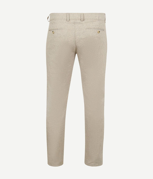 Chino Pico pleat cotton linen pepita beige