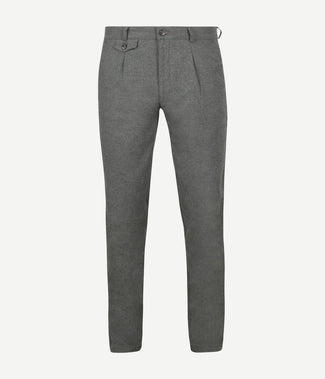 Suitable chino Pico pleat flanel grijs