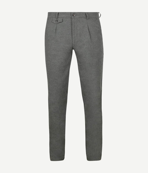 Suitable chino Pico pleat flanel grijs