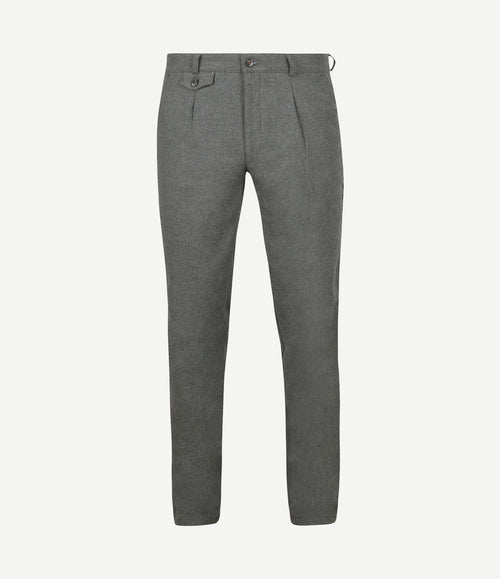 Chino Pico pleat flanel grijs