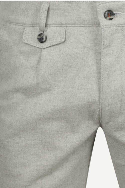 Suitable chino Pico pleat flanel lichtgrijs