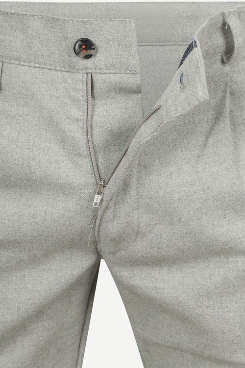 Suitable chino Pico pleat flanel lichtgrijs