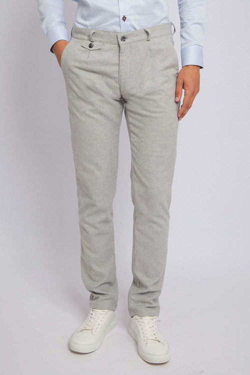 Suitable chino Pico pleat flanel lichtgrijs