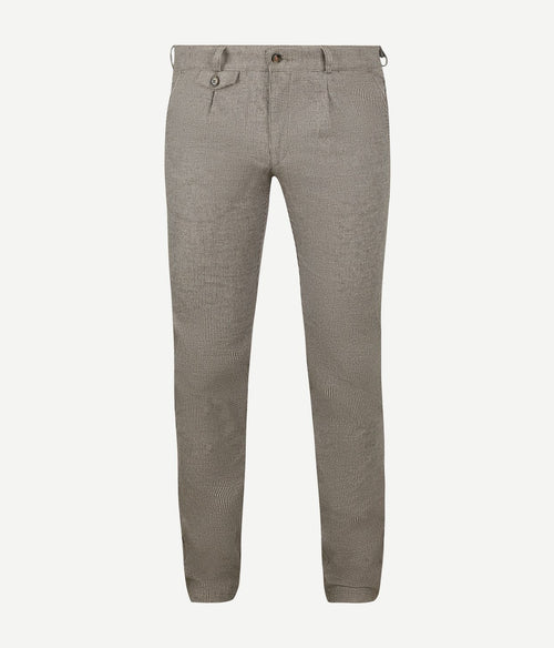 Suitable chino Pico pleat flanel print beige