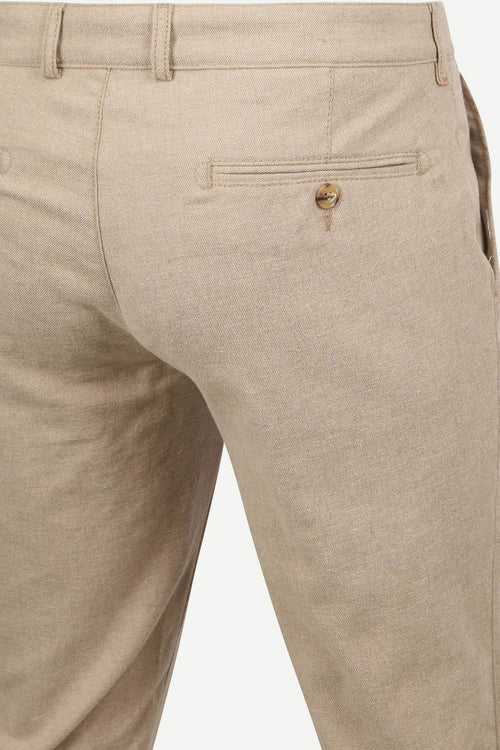 Suitable chino Pico pleat flanel sand
