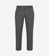 Chino Pico pleat pepita donkerblauw bruin