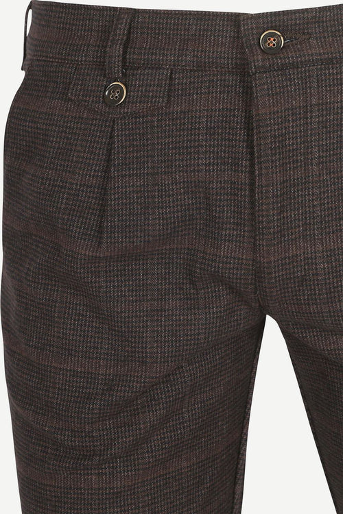 Suitable chino Pico pleat ruiten bruin