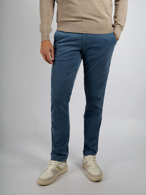 Chino Plato corduroy blauw