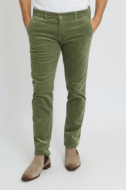 Chino Plato corduroy groen