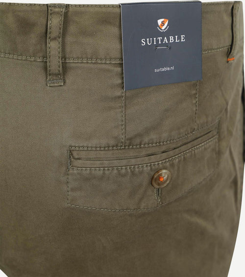 Suitable chino Plato olijfgroen